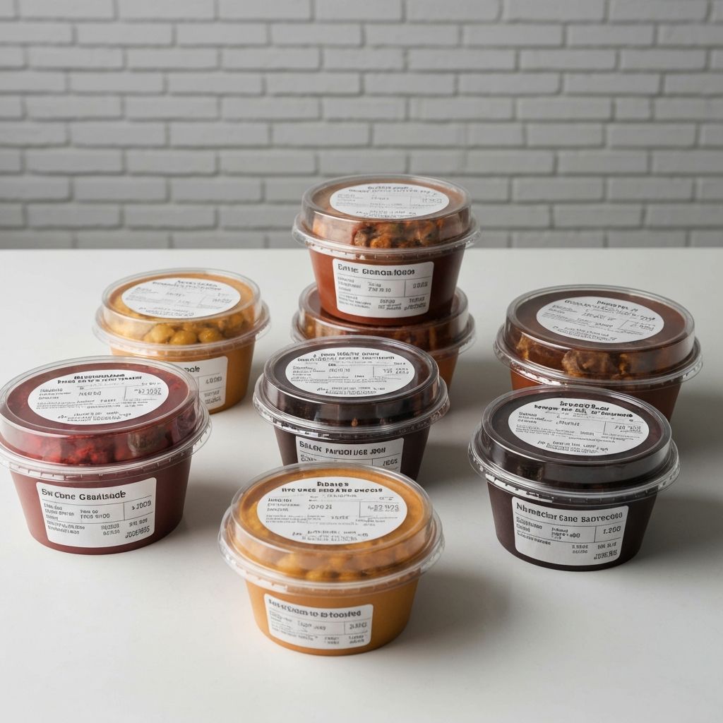 Takeaway konténerek feliratok és dátumjelölésekkel